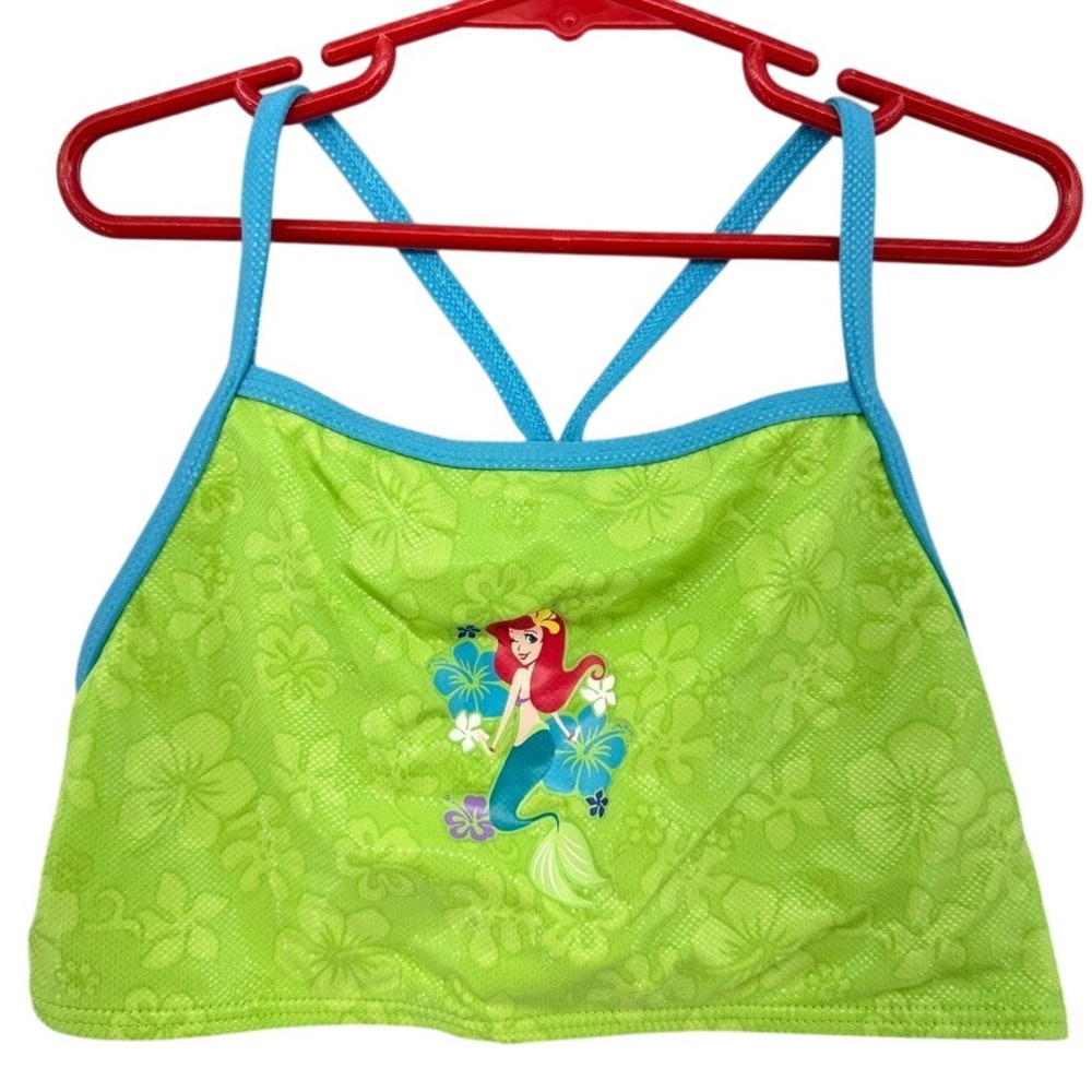 VTG Disney The Little Mermaid Ariel Bikini Swim Top Girls 10/12 L Green Blue